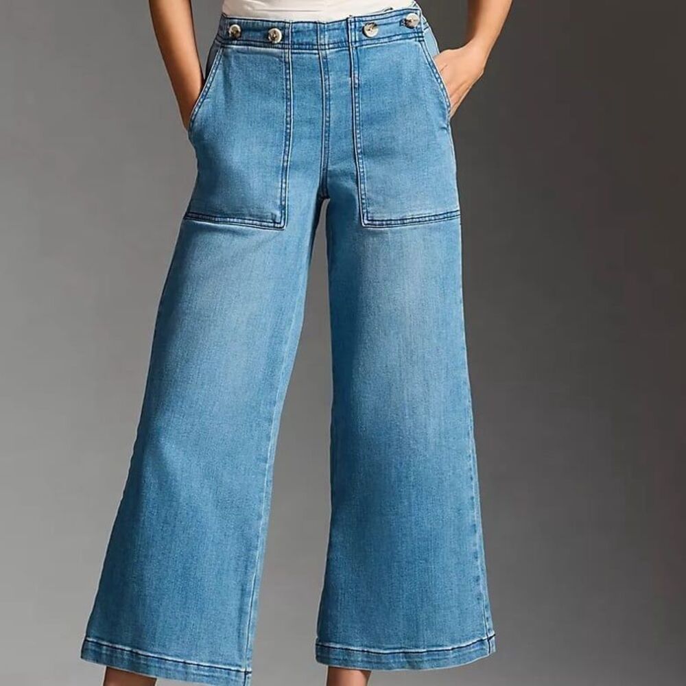 Anthropologie Pilcro The Kit Crop High-Rise Wide-Leg Utility Trouser Jeans 25